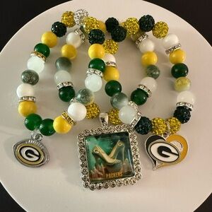 NFL Green Bay Packers Beaded Charm Bracelet Trio